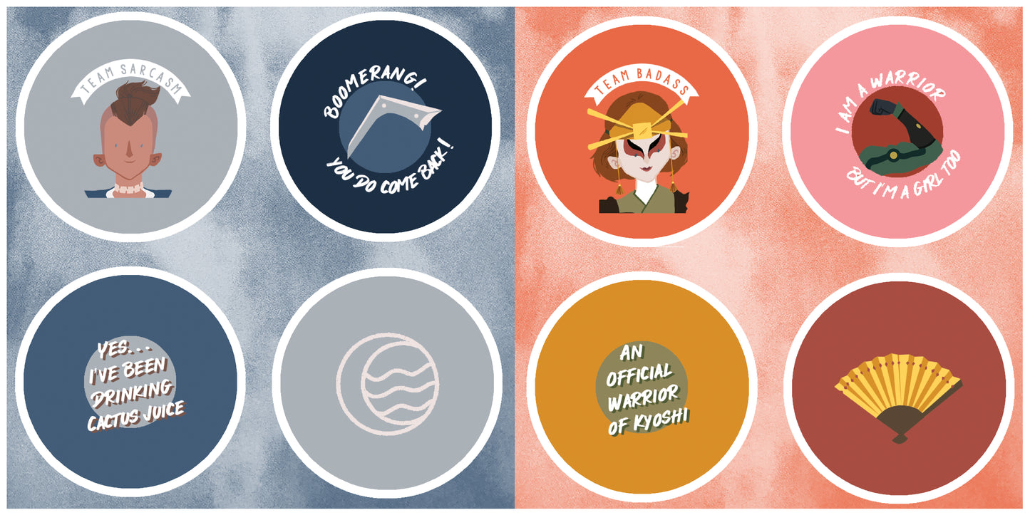 4x Avatar The Last Airbender Themed Badge/Button Pack
