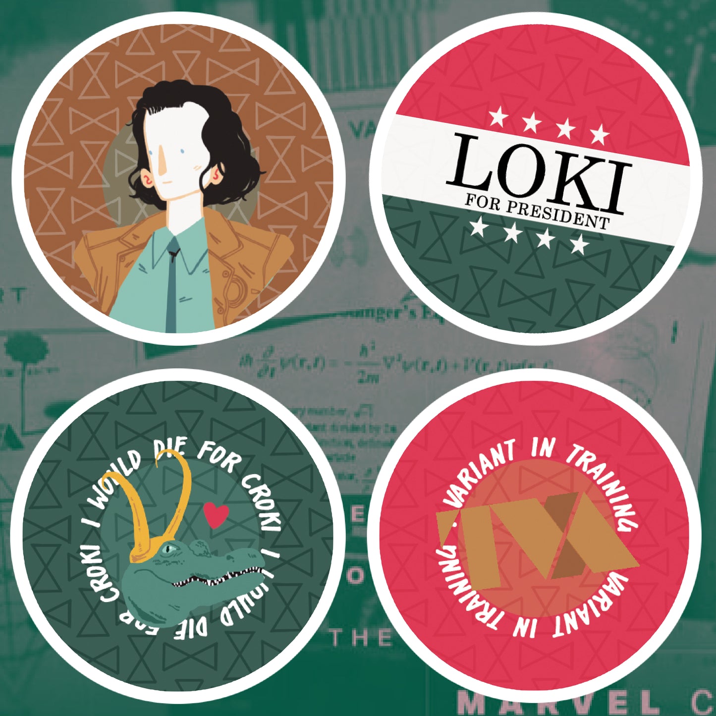 4x Loki Themed Badge/Button Pack