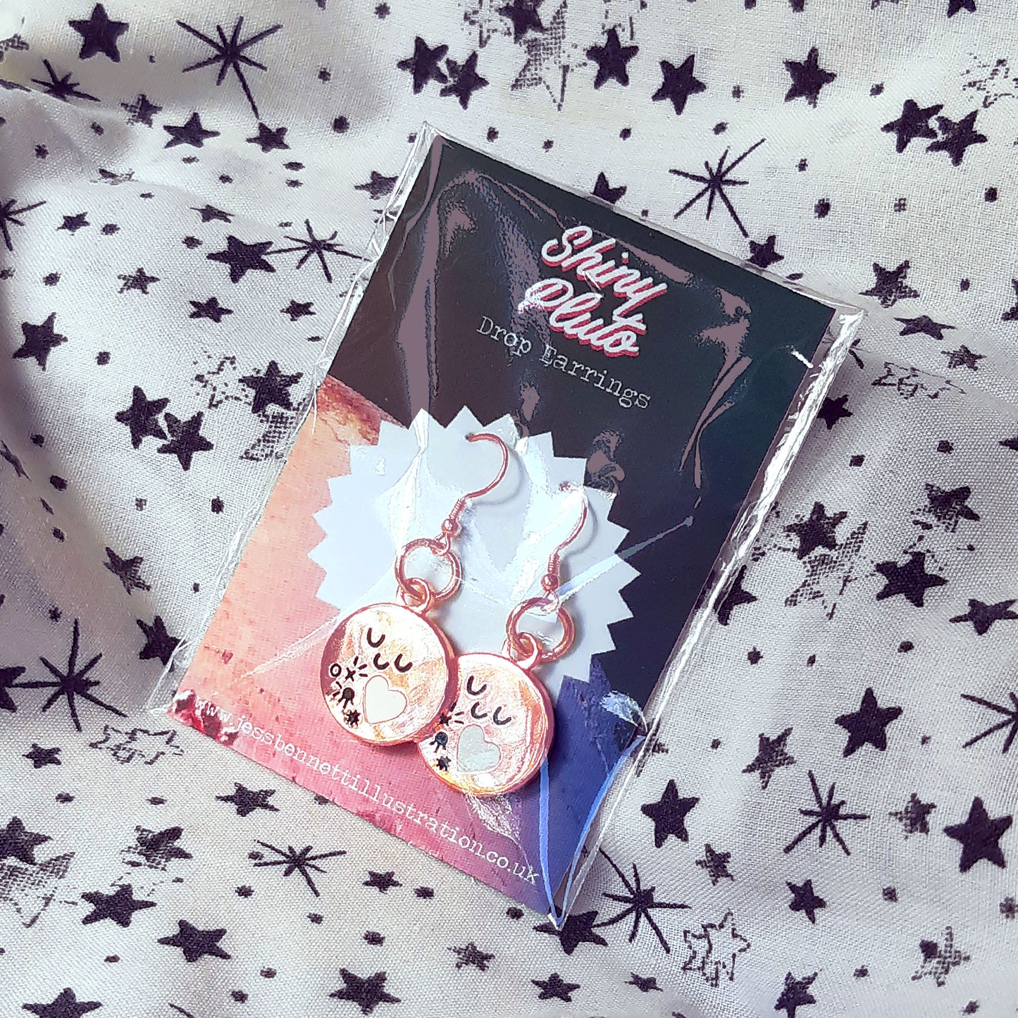 Shiny Rose Gold Pluto - Planet Dangle/Drop Earrings