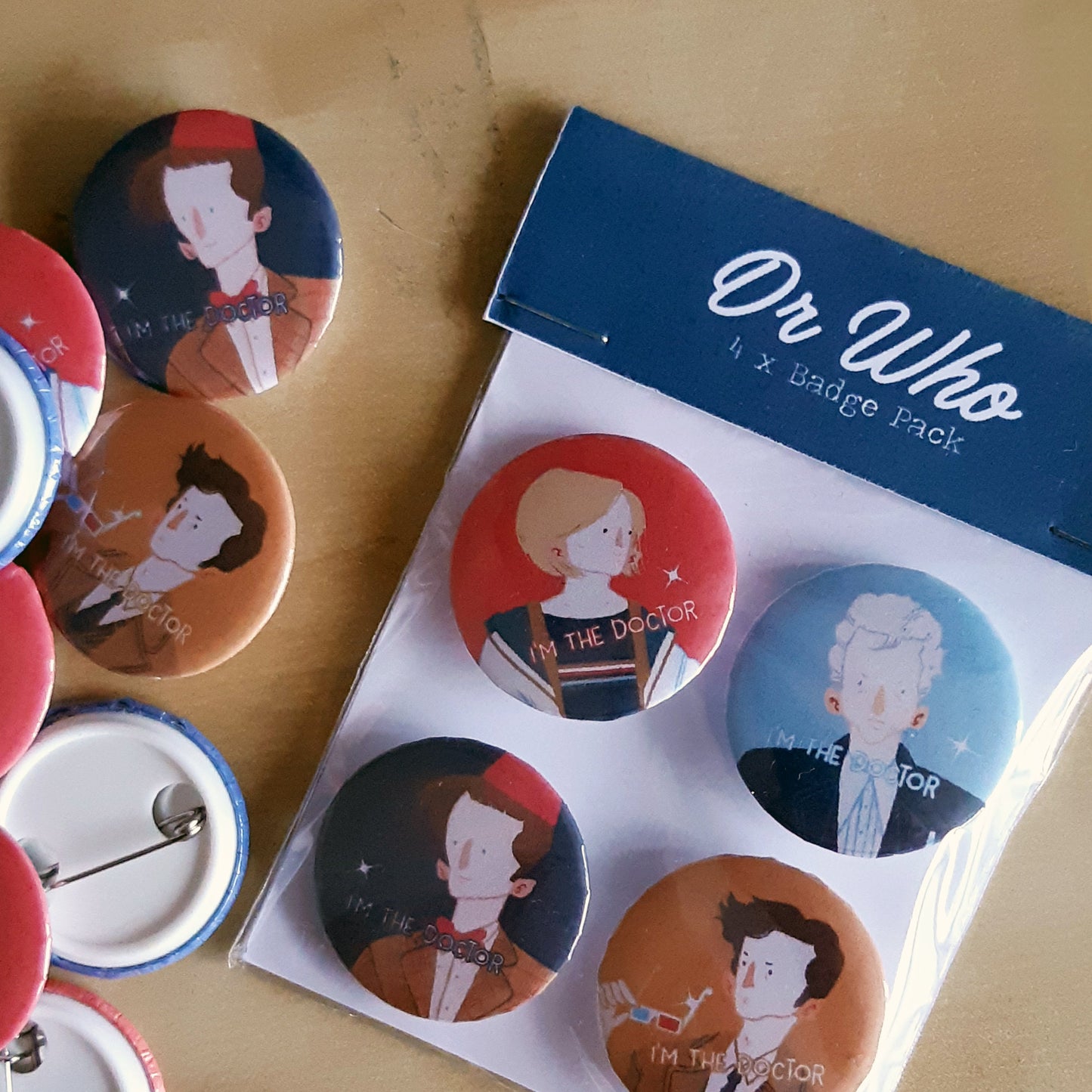 4x Doctor Who Badge/Button Pack