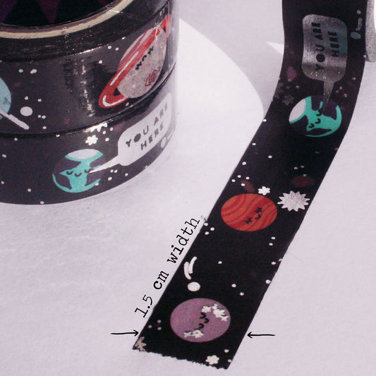 Shiny Planets Silver Washi Tape - Silver Foil