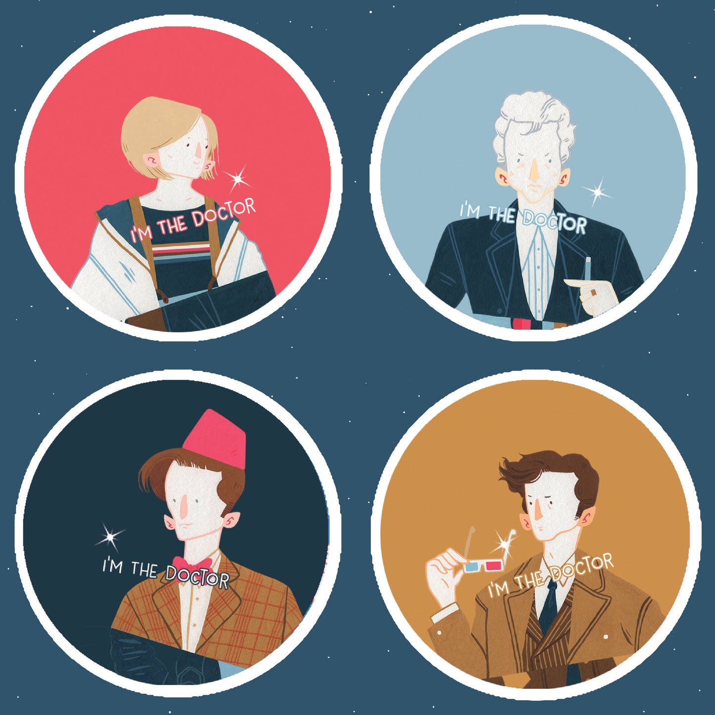 4x Doctor Who Badge/Button Pack