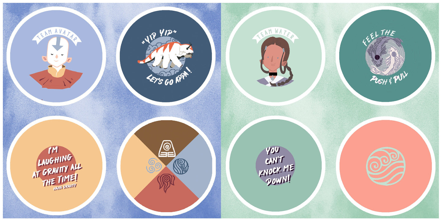 4x Avatar The Last Airbender Themed Badge/Button Pack