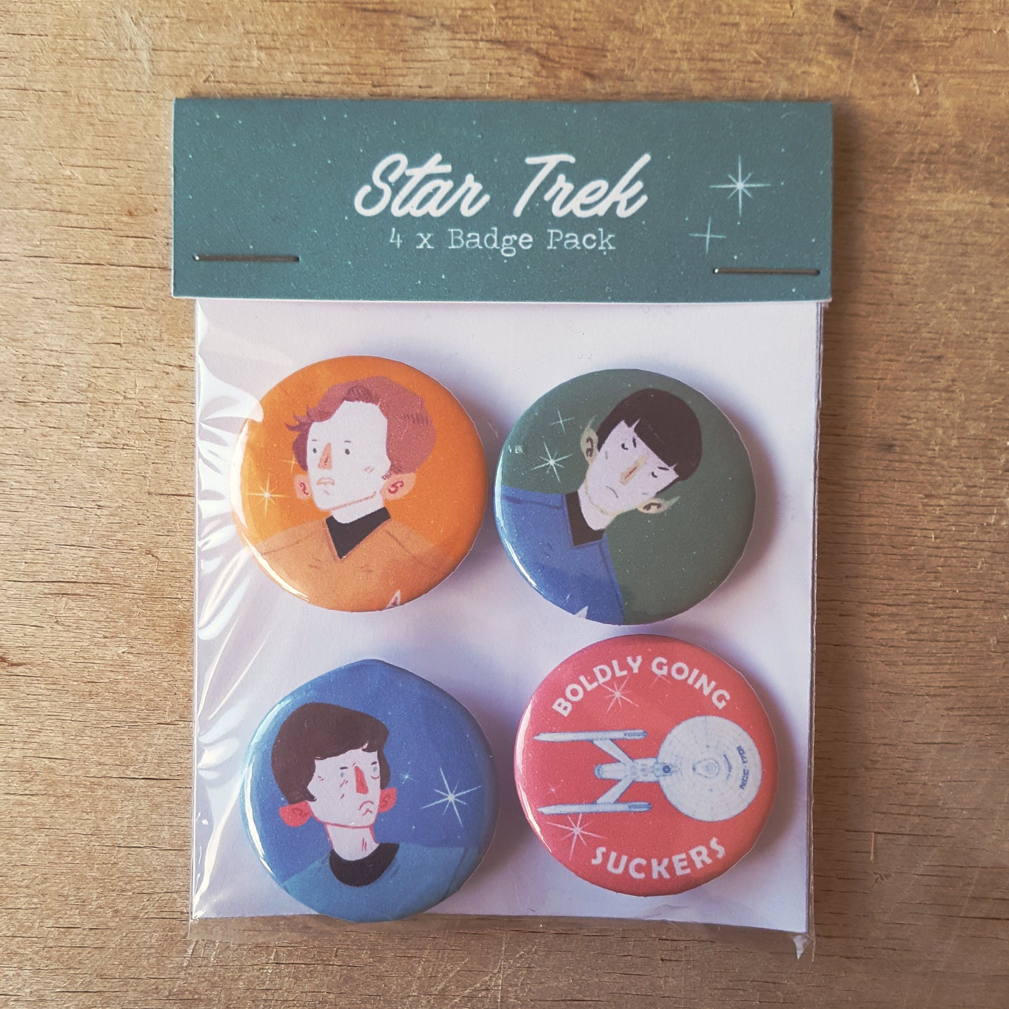 4x Star Trek Themed Badge/Button Pack