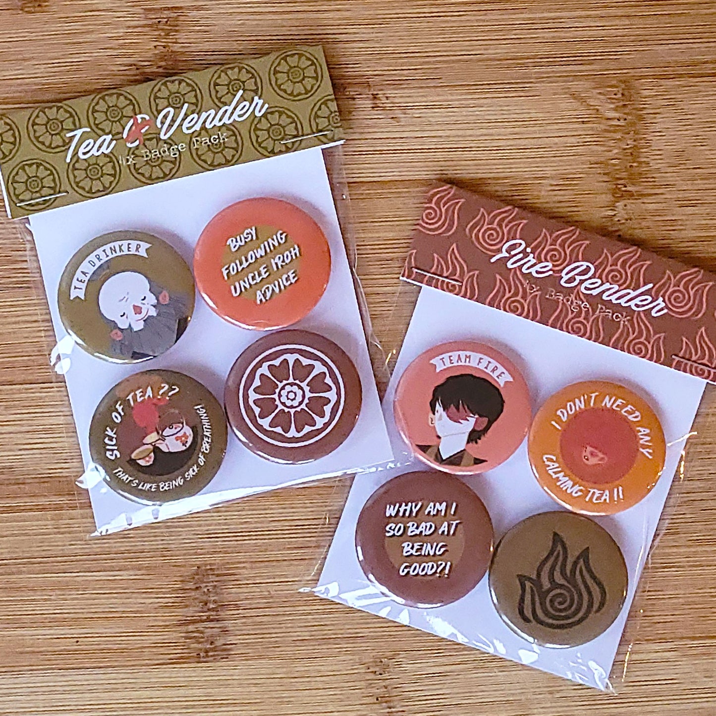 4x Avatar The Last Airbender Themed Badge/Button Pack