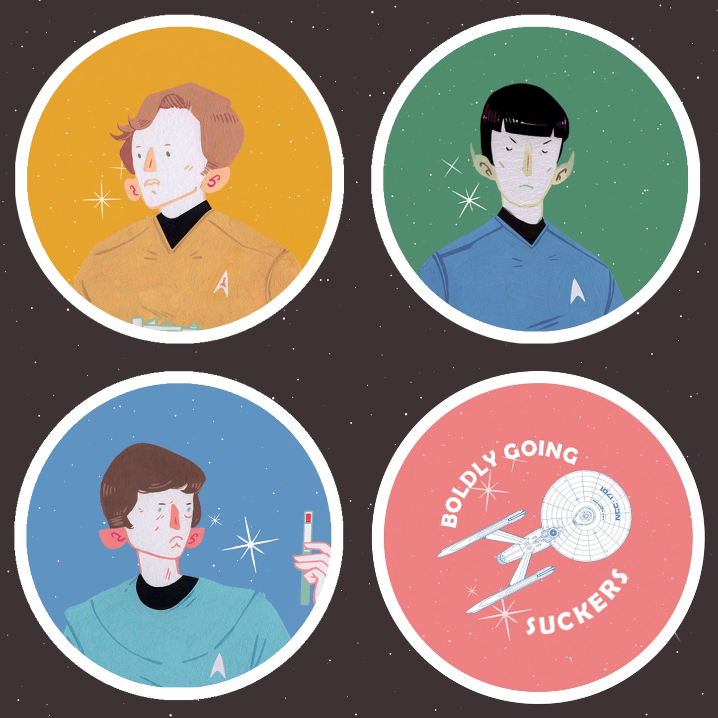 4x Star Trek Themed Badge/Button Pack