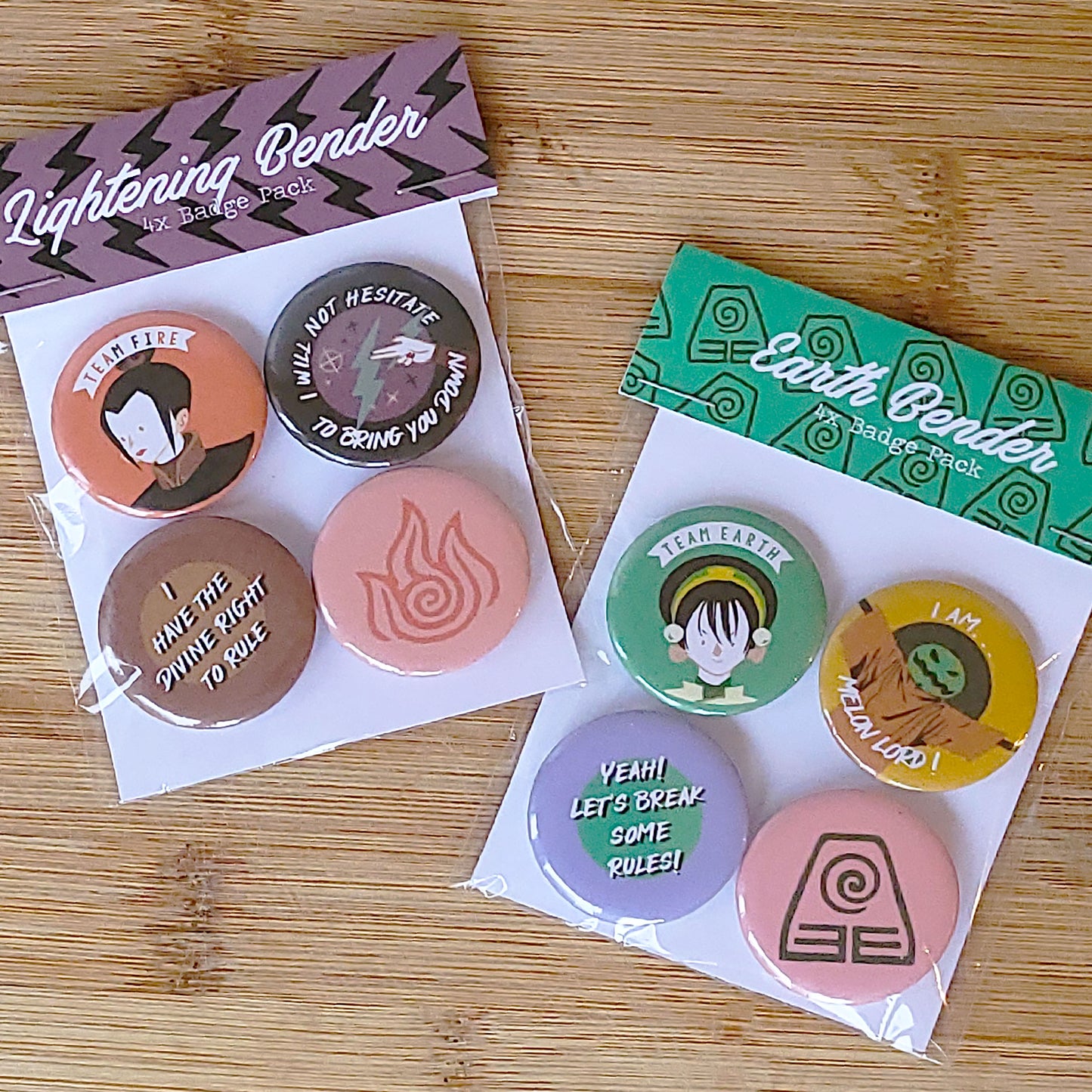 4x Avatar The Last Airbender Themed Badge/Button Pack
