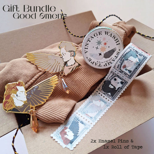 Gift Bundle - Good Omens Enamel Pins & Washi Tape