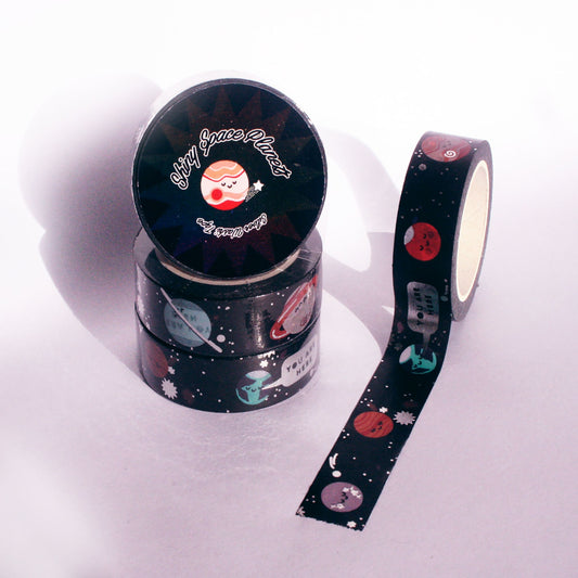 Shiny Planets Silver Washi Tape - Silver Foil