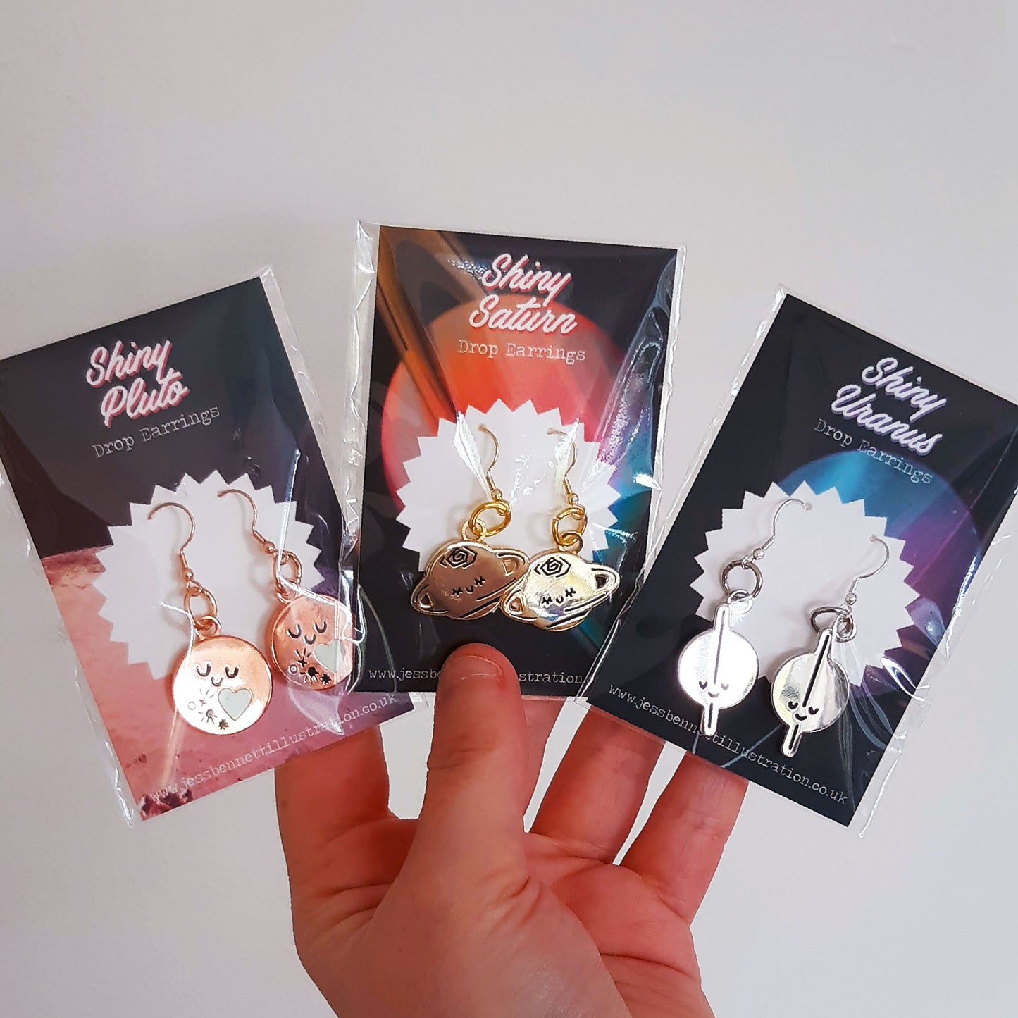 Shiny Rose Gold Pluto - Planet Dangle/Drop Earrings