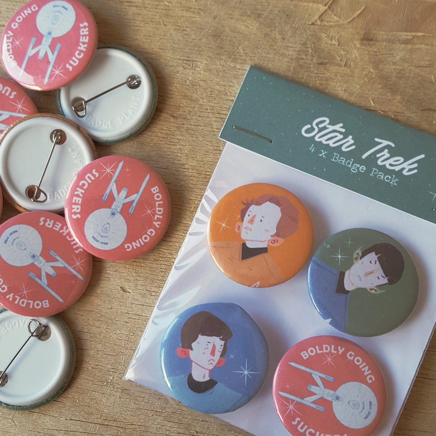 4x Star Trek Themed Badge/Button Pack