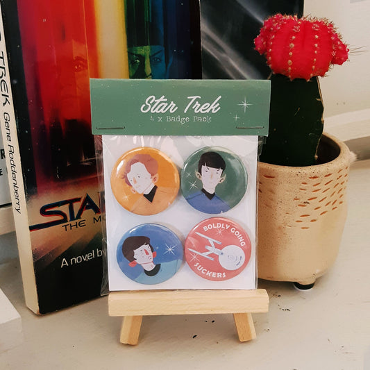 4x Star Trek Themed Badge/Button Pack